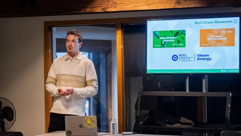 Person giving a presentation.